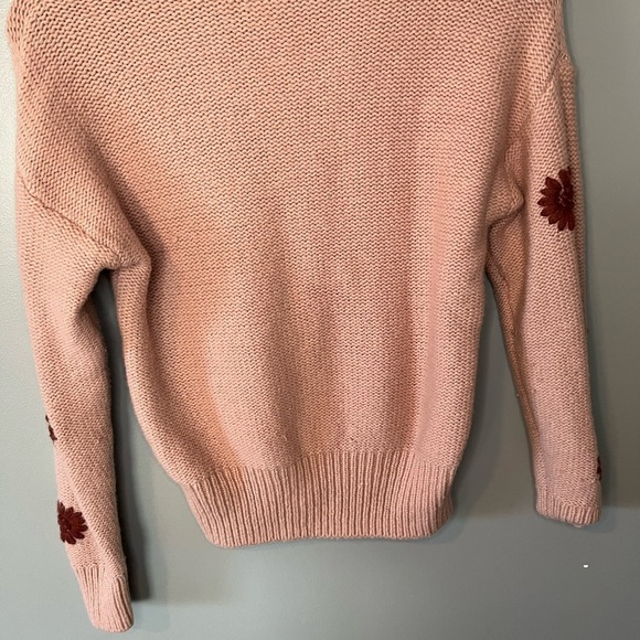Madewell Flower Embroidered Pullover Sweater Dusty Blush - Picture 10 of 14